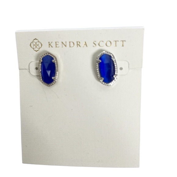 KENDRA SCOTT Ellie Cobalt Blue Earring Studs with Silver Tone - Picture 3 of 3
